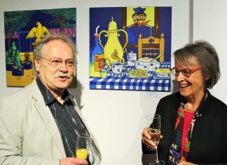 Herbert Stöcker und Ilona Fenko bei der Eröffnung der Ausstellung im Wülfrather Museum.
