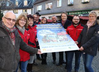 Das Organisationsteam um Florian Peters und der Sponsor Neanderenergie haben sich in den vergangenen Monaten engagiert, um den 47. Blotschenmarkt wieder zu einem Erlebnis für große und kleine Besucher zu machen. Foto: André Volkmann