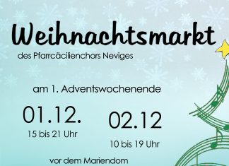 Am ersten Adventswochenende findet der Weihnachtsmarkt des Pfarrcäcilienchors Neviges auf dem Domvorplatz statt.