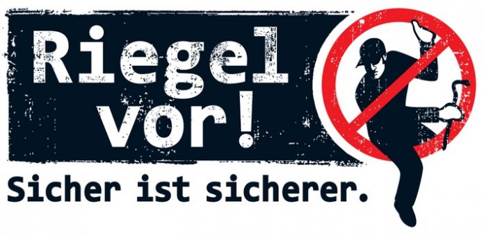 "Riegel vor! - Sicher ist sicherer": So lautet das Motto der Kriminalprävention der Polizei. Logo: Polizei