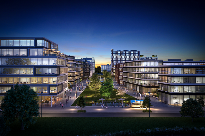 Das Konzeptbild zeigt, wie das Ratinger "Schwarzbach Quartier" aussehen soll. Foto: Schwarzbach Quartier