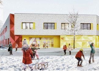 So soll die Grundschule an der Kastanienallee aussehen. Visualisierung: Depenbrock