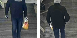 Die Bilder der Überwachungskamera zeigen den Täter, sein Gesicht ist aber nicht zu erkennen. Fotos: Polizei