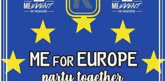 Am Freitag, 24. Mai, findet im "Golden K" eine Party unter dem Motto "ME for Europe" statt. Bild: Veranstalter (Auszug, Flyer)