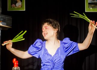 Hendrike Winter als "Henriette am Herd". Foto: Krokodil Theater Tecklenburg/Detlef Heese