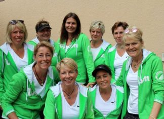Die Tennisdamen des TV Grün-Weiß Heiligenhaus: Tanja Behle, Viola Oetzbach, Sandra Tönges, Anke Herberg, Roswitha Hammrich (obere Reihe v.l.) und Andrea El Sherif, Alexandra Sorg, Susanne Büttner, Dr. Michaela Mertens (untere Reihe v.l.). Foto: Verein