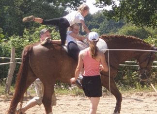 Sorgte für Spaß bei en Kindern: Turnübungen auf den Rücken der Pferde. Foto: Wülfrather Voltigier- und Pferdesportvereins e.V.