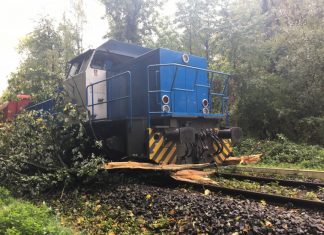 Die Kalkbahn wurde von umgestürzten Bäumen aufgehalten. Foto: Feuerwehr