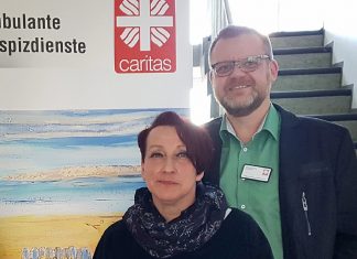 Heike Breitrück und Burkhard Uhling-Preuß freuen sich ab Ende Januar in den neuen Räumlichkeiten in der Bahnhofstraße 12 auf Velberterinnen und Velberter, die sich für die Kinderhospizarbeit interessieren. Foto: Caritas