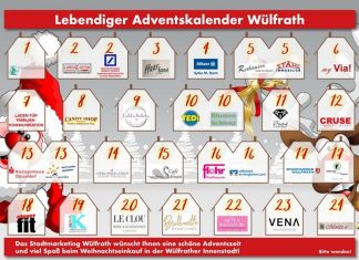 Viele machen mit: Der lebendige Adventskalender sorgt in der Innenstadt für Überraschungen. Bild: Stadt Wülfrath