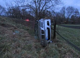 Der BMW kam von der Straße ab und überschlug sich. Foto: Polizei
