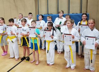 Die Tae-Kwon-Do-Kids im NTV haben ihre ersten Gürtelprüfungen bestanden. Foto: NTV