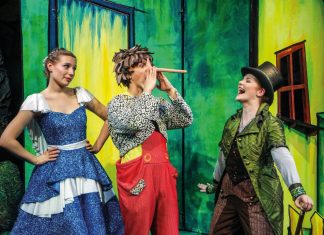 Die Grille und die Blaue Fee stehen Pinocchio mit Rat und Tat zur Seite. Foto: Klaus Lefebvre / Theater Liberi
