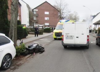Der Rollerfahrer stürzte infolge des Zusammenstoßes mit dem Kleintransporter. Foto: Polizei
