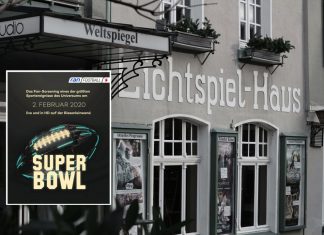 Der 54. Super Bowl wird im "Weltspiegel" auf der großen Leinwand übertragen. Foto: André Volkmann / Grafik: ProSiebenSat.1