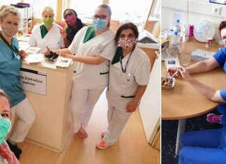 Das Team in der Geburtshilfe des Helios-Klinikums hat sich über eine Mittagessen vom Sternekoch Sascha Stemberg gefreut. Foto: privat
