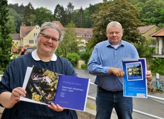 Schwester Brigitte Kaufmann und Jürgen Lohbeck erklären auf über 180 Farbseiten im neuen Buch die Geschichte der Bleibergquelle in Velbert. Foto: Mathias Kehren