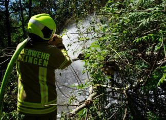 In Ratingen-Breitscheid ist die Feuerwehr wegen eines Waldbrandes im Einsatz gewesen. Foto: Feuerwehr Ratingen