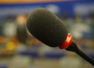 Ein Mikrofon in einem Sitzungssaal. Foto: pixabay