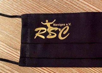 Die Läuferinnen tragen extra angefertigte Mund-Nasen-Masken mit aufgedrucktem Vereinslogo. Foto: RSC Neviges