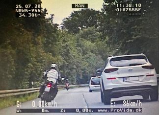 Überholmanöver trotz Gegenverkehr: Diese Aktion filmte die Polizei am Samstag am Schwarzebruch in Ratingen. Foto: Polizei