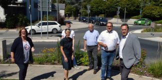 Kerstin Griese, Nils Sperling, Bürgermeisterin Claudia Panke, Wolfgang Preuss, Landratskandidat Jens Geyer, Bürgermeisterkandidat Rainer Ritsche. Foto: Büro Griese