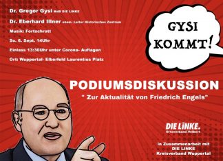 Gregor Gysi ist auf dem Laurentiusplatz in Wuppertal zu Gast. Bild: Die Linke