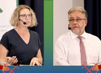 Die Stichwahl entscheidet, ob Sandra Pietschmann (CDU/SPD) Bürgermeisterin wird oder der amtierende Bürgermeister Thomas Dinkelmann im Amt bleibt. Fotos: Volkmann