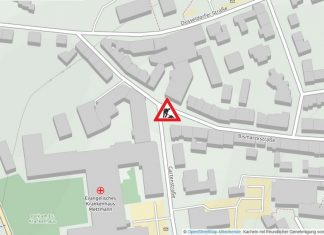 Am Knotenpunkt Bismarck- und Gartenstraße wird ab 14. September gearbeitet. Bildquelle: openstreetmap.org / Kreisstadt Mettmann