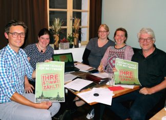 Beim Arbeitskreis zur Gründung einer Gesamtschule freuen sich Jan Roth, Sandra Michalke, Jessica Lorenz, Tina Kluth und Bodo Herlyn. Foto: Privat