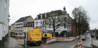 Die Arbeiten zur Neugestaltung des Bereichs Bismarck- / Gartenstraße sind bereits weit fortgeschritten. Foto: Kreisstadt Mettmann)