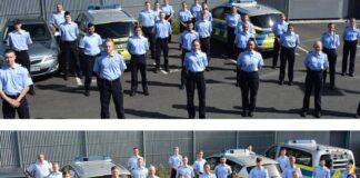 Die neuen Praktikanten der Kreispolizei in zwei Gruppen. Fotos: Polizei