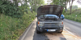 Der Brandort auf der B7 in Mettmann. Foto: Polizei