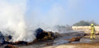 Der qualmende Misthaufen: Den Geruch hatten Anwohner in Homberg bemerkt und der Feuerwehr gemeldet. Foto: FW Ratingen