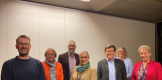 Freude im Stadtbezirk I: Florian Radefeld, Kornelia Rissing, Christian Moschyk, Barbara Rörig, Henning Aretz, Simone Oostland und Christiane Moos. Foto: CDU