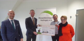 Großzügige Spende für die Hospizbewegung Ratingen. Foto: Hospizbewegung Ratingen