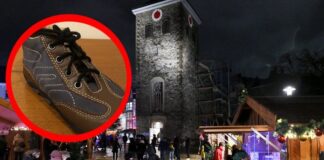 Auf dem Weihnachtsmarkt ist ein Schuh gefunden worden. Fotos: Kehren (groß)/Privat (klein)