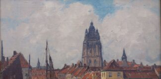 Um welche Stadt handelt es sich auf diesem Ölgemälde von Wilhelm Hambüchen? Repro: Stadt Ratingen