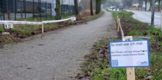 Der ADFC Erkrath legt Radwege frei, um auf deren Zustände hinzuweisen. Foto: ADFC Erkrath