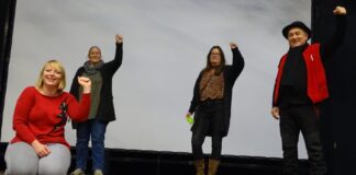 Natalie Meisen, Birgit Onori, Nina Eumann und Mehmet Sencan sind die Kandidierenden. Foto: Die Linke