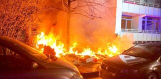 Das Feuer an der Spandauer Straße. Foto: Polizei