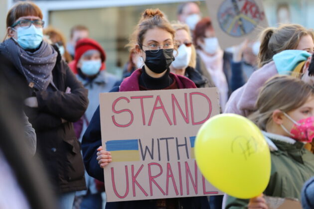 Demo Wülfrath Ukraine. Foto: André Volkmann