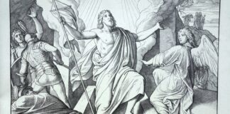 Die beiden Holzstiche aus der berühmten Bilderbibel zeigen die Kreuzigung und die Auferstehung von Jesus Christus. Foto: Stadt Ratingen