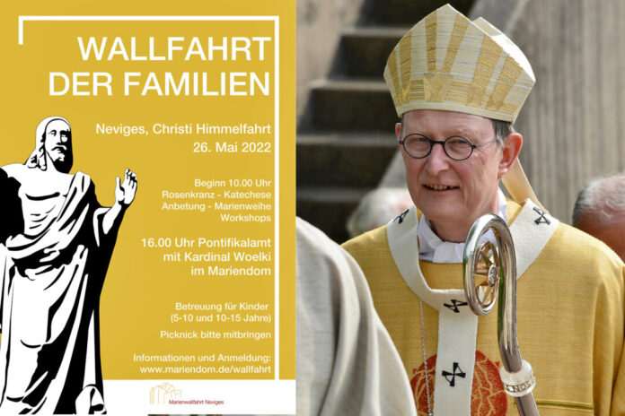 Plakat Familientag in Neviges druck An Christi Himmelfahrt findet ein Familientag statt. Ab 16 Uhr hält Kardinal Woelki eine Messe im Mariendom. Plakat: Marienwallfahrt / Archivfoto: Mathias Kehren