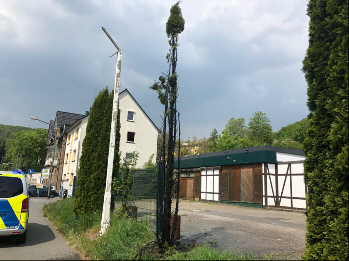 Der beschädige baum in Velbert-Nierenhof. Foto: Polizei