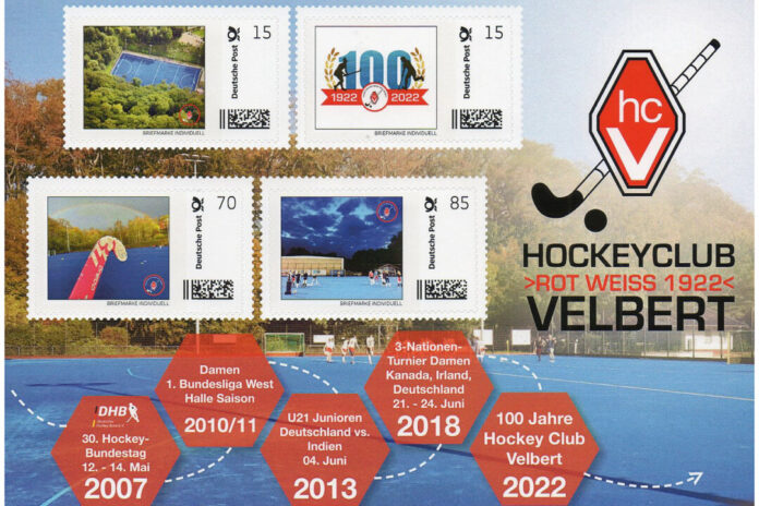 So sieht der Bogen mit Jubiläumsbriefmarken des HCVs aus.