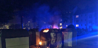 Am späten Mittwochabend wurde ein Altpapiercontainer in Brand gesetzt. Foto: Polizei