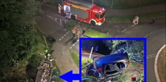 Der Wagen blieb nach einem Überschlag auf dem Dach liegen. Fotos: Polizei