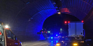Die Unfallstelle im Langenberger Tunnelausgang. Foto: Polizei