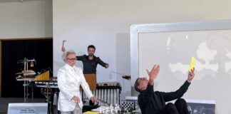 Marie-Helen Joël und Thomas Büchel sowie der Percussionist Benjamin Leuschner. Foto: TUP